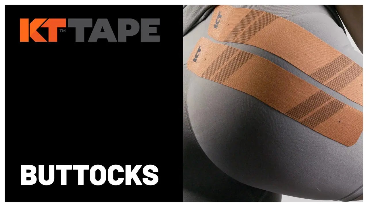 KT Tape Pro jet black roll used for glute and buttocks taping support.