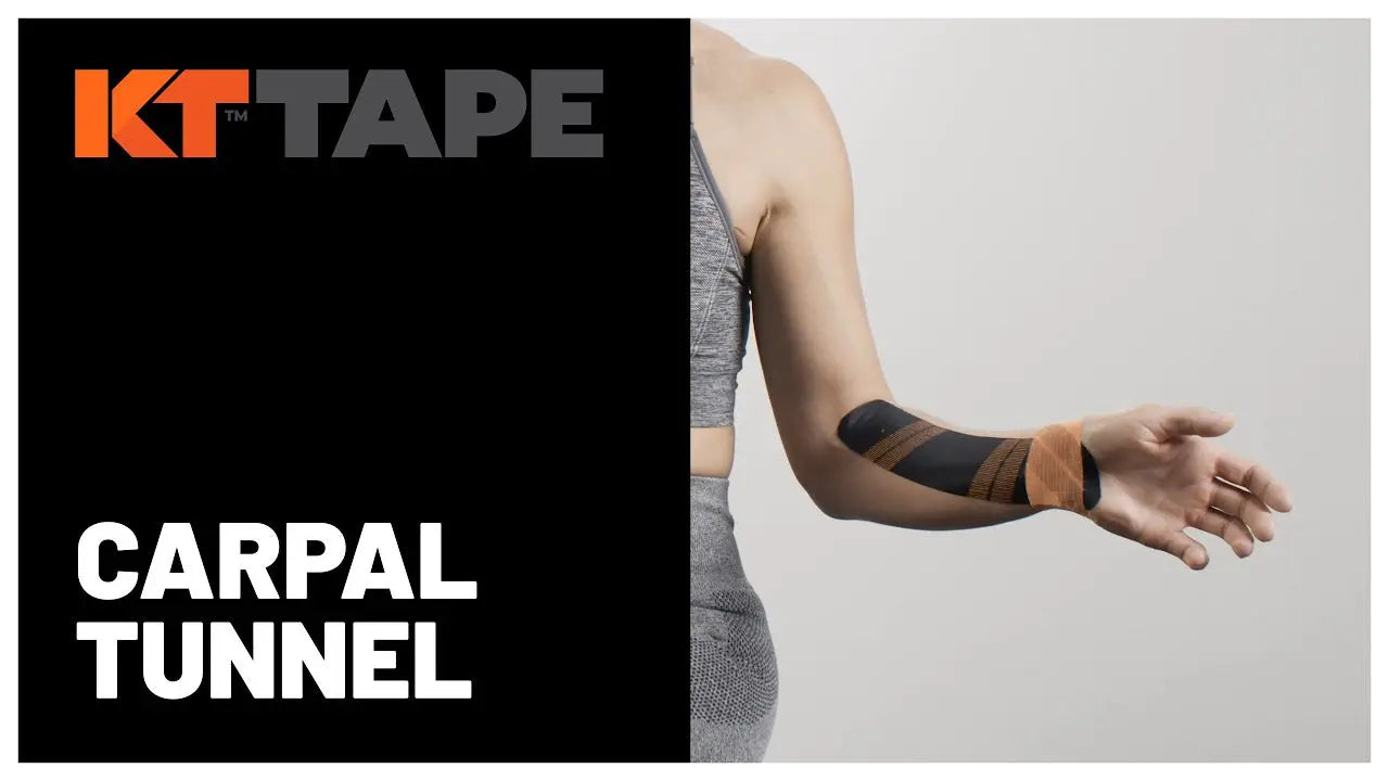 KT Tape Pro kinesiology tape roll in black, used for carpal tunnel taping