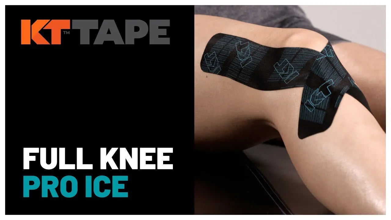KT Tape Pro Ice kinesiology tape roll in light blue, designed to provide cold-inspired muscle support and pain relief during sports and recovery.