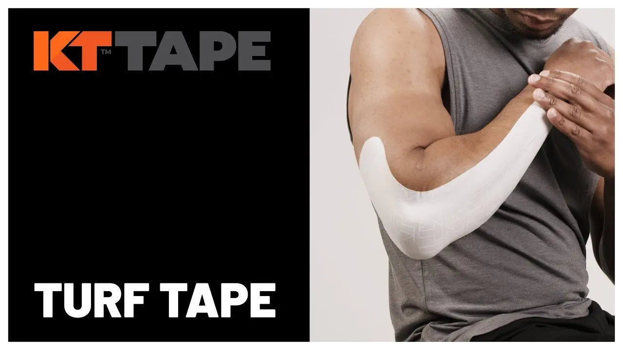 KT Tape Turf Tape applied to football player’s arm – protects against turf burn and supports muscles with extreme adhesive