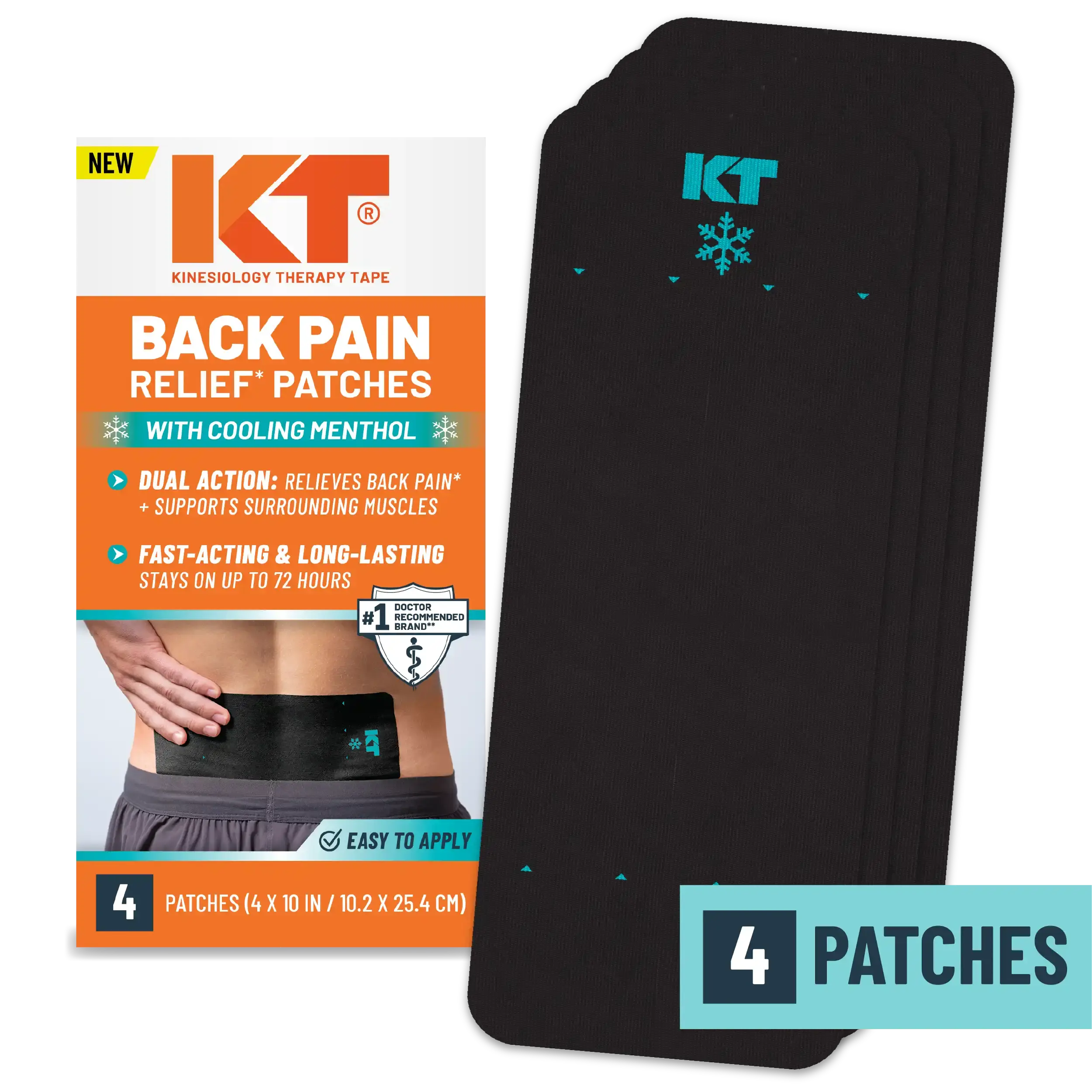 KT Tape Back Pain Relief Patches with packaging