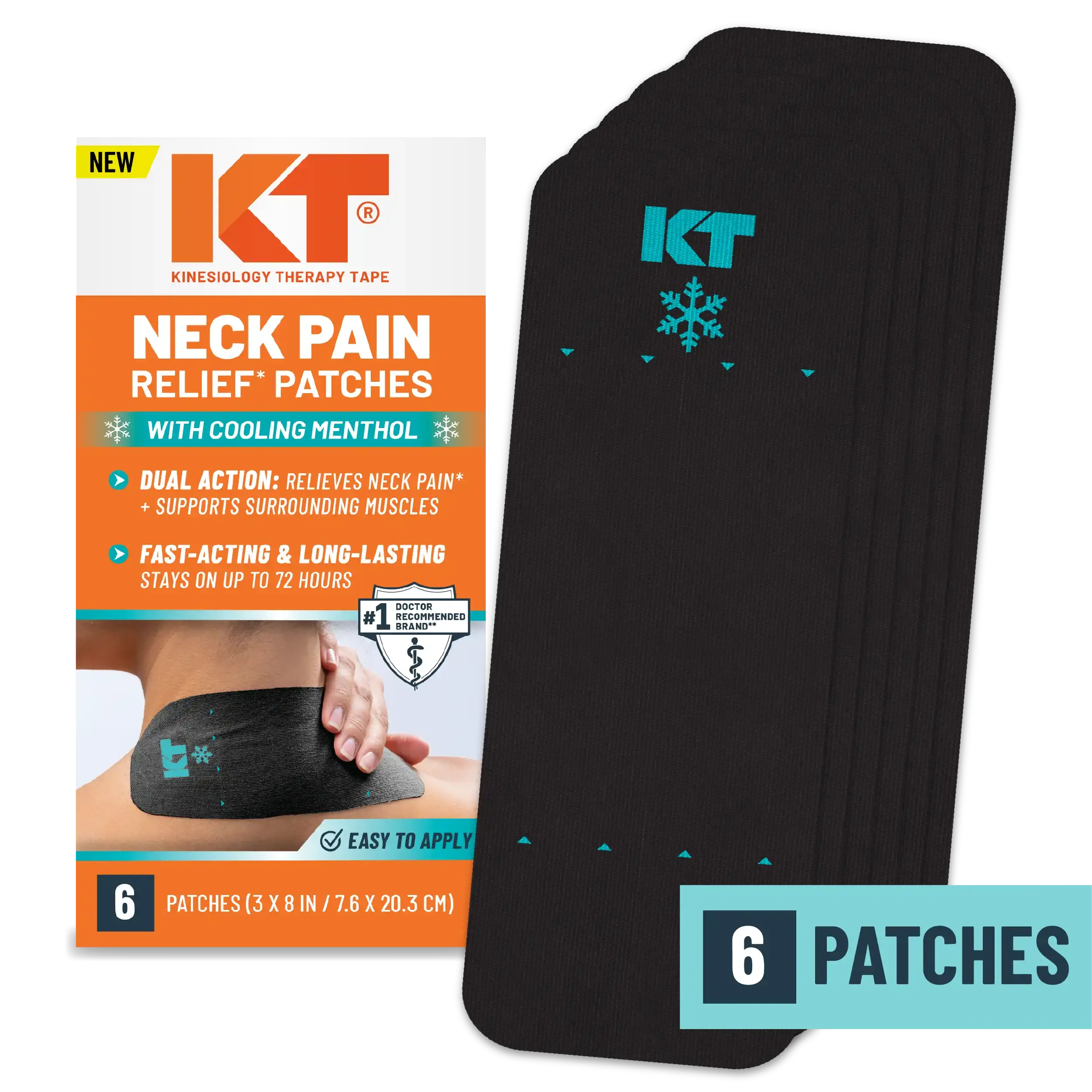 KT Tape Neck Pain Relief Patches with packaging