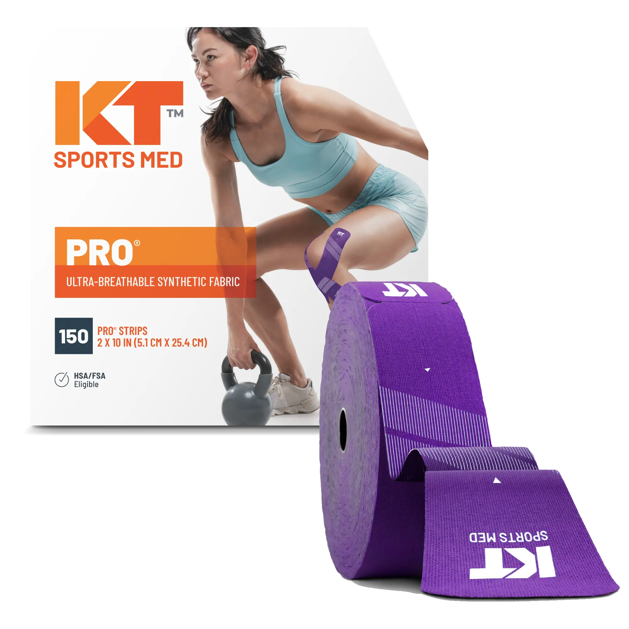 KT Tape Pro synthetic water-resistant kinesiology tape in Epic Purple – 150 precut 10 inch strips for muscle and joint support#color_epic-purple
