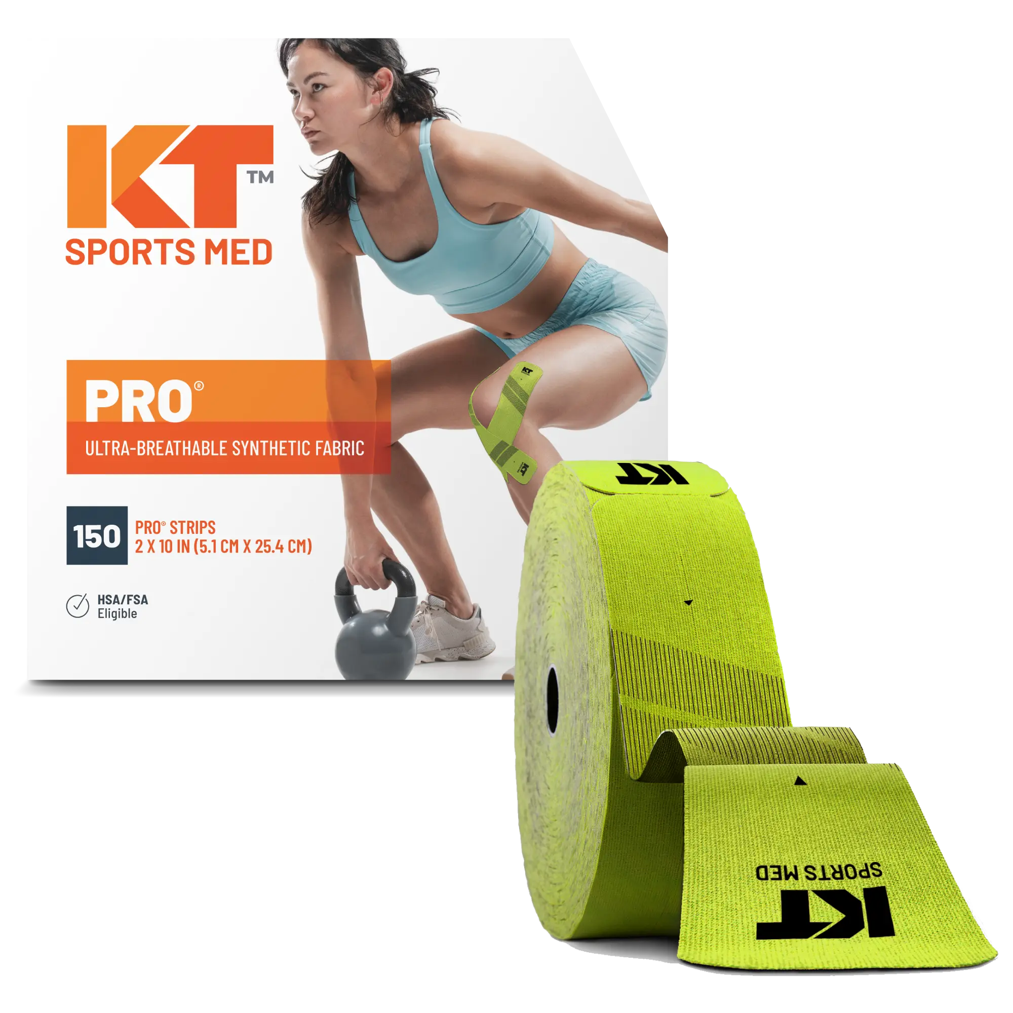 KT Tape Pro synthetic water-resistant kinesiology tape in Winner Green – 150 precut 10 inch strips for muscle and joint support#color_winner-green